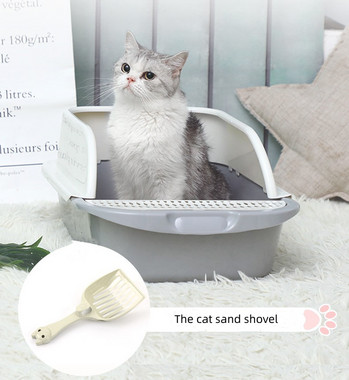 Αποσπώμενο κουτί απορριμάτων γατάκι Λεκάνη τουαλέτας για κατοικίδια Ημίκλειστη λεκάνη καθαρισμού γάτας Anti Splash Sandbox Αξεσουάρ για γάτες Είδη για κατοικίδια