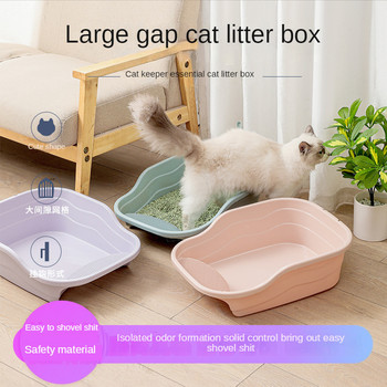 Ημι-κλειστό κουτί απορριμμάτων γάτας Μεγάλο αυξημένο αποσμητικό τουαλέτα για γάτες κατά του πιτσιλίσματος με φτυάρι απορριμάτων γατών Ανοιχτό κουτί απορριμμάτων γατών
