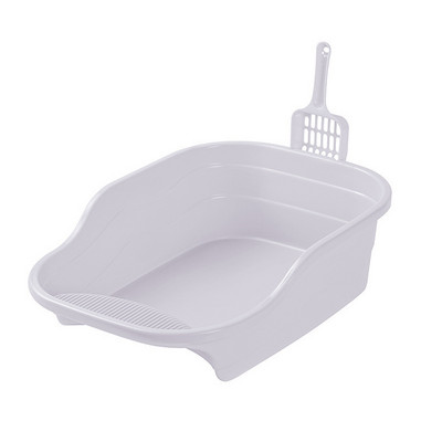 Daļēji slēgta kaķu pakaišu kaste, liela, paaugstināta dezodorants kaķu tualete pret šļakatām ar kaķu pakaišu lāpstu, atvērta kaķu pakaišu kaste