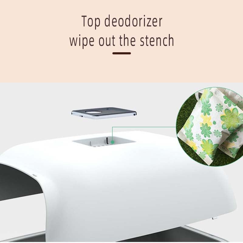 Kaķu pakaišu kaste, pilnībā slēgta, izšļakstīta dezodorants kaķu tualete, divvirzienu lāpsta, liela ietilpība kaķu tualetes pakaišu kaste, slēgta smilšu kaste