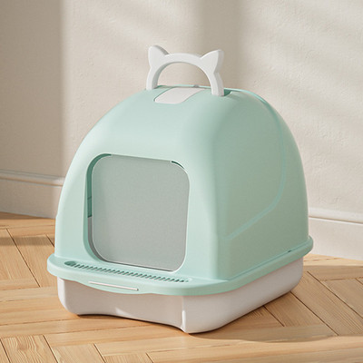 Kutija za mačji pijesak Potpuno zatvorena WC dezodorans otporan na prskanje Velika kutija za mačji pijesak Potpuno zatvorena Kutija za mačji pijesak s preklopnim poklopcem Kutija