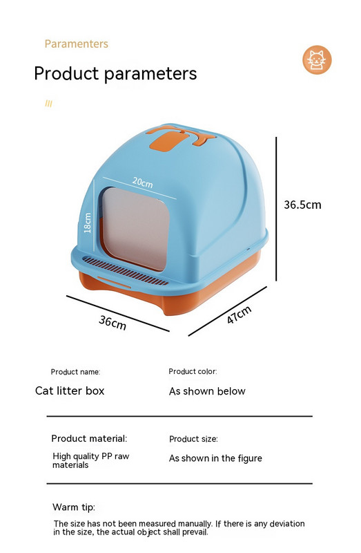 Kutija za mačji pijesak Potpuno zatvorena WC dezodorans otporan na prskanje Velika kutija za mačji pijesak Potpuno zatvorena Kutija za mačji pijesak s preklopnim poklopcem Kutija