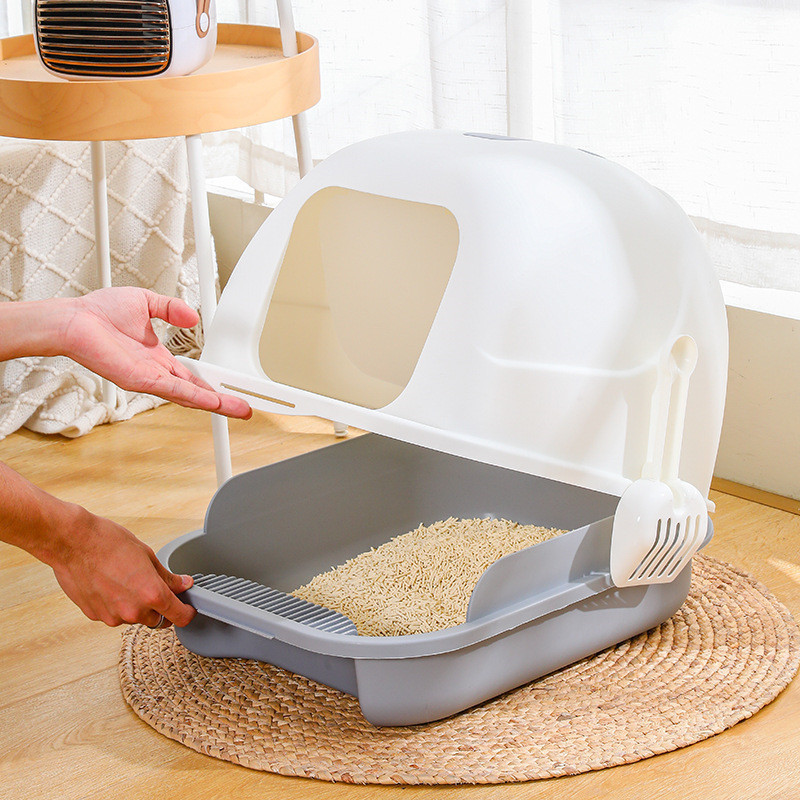 Kutija za mačji pijesak Potpuno zatvorena WC dezodorans otporan na prskanje Velika kutija za mačji pijesak Potpuno zatvorena Kutija za mačji pijesak s preklopnim poklopcem Kutija