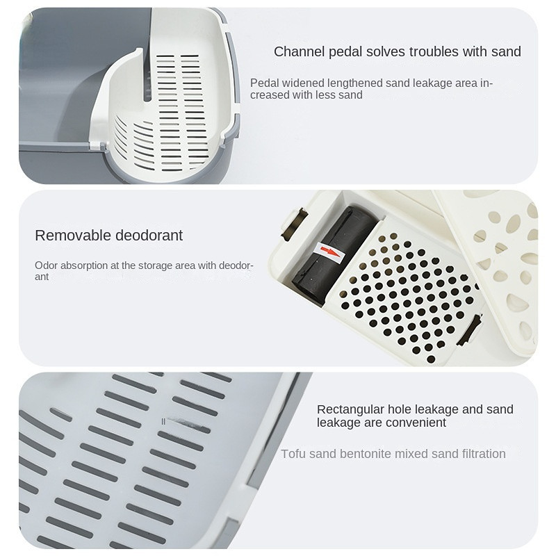 2022, novi, potpuno zatvoreni mačji WC Kutija za pijesak s dugim kanalom, pijesak, curenje pijeska, veliki koridor, bazen za mačji pijesak