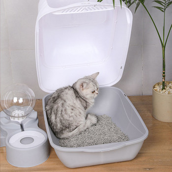 Κουτί απορριμάτων γάτας κλειστό κουτί απορριμμάτων γάτας ουρητήριο κατοικίδιων ζώων Δίσκος γάτας που δεν πιτσιλίζεται με κουτάλι για τον καθαρισμό του σπιτιού γατάκι πλαστικό ουρητήριο γάτας