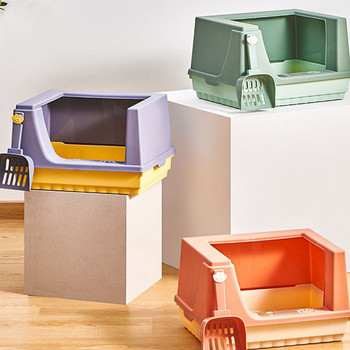 Пластмасова къща за домашни любимци Вътрешна котешка тоалетна Комплект за обучение Консумативи Модерна кутия за отпадъци Аксесоари за коте Пътуване