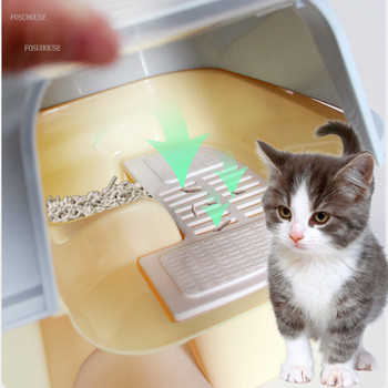 Πλήρως κλειστός διάδρομος Κρεβατοφάρμακα για γάτες Κουτί απορριμμάτων γατών Εξαιρετικά μεγάλο, ανθεκτικό στο πιτσίλισμα για γάτες Τουαλέτα τύπου διάδρομου, κουτί απορριμμάτων γατών Προμήθειες για γάτες