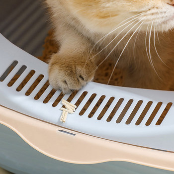Κουτί απορριμμάτων γατών μεγάλης χωρητικότητας Ημίκλειστο πλαστικό κουτί άμμου για γάτες Τουαλέτα κατοικίδιων ζώων κατά του πιτσιλιού Καθαρισμός λεκάνης γατών Προμήθειες για κατοικίδια