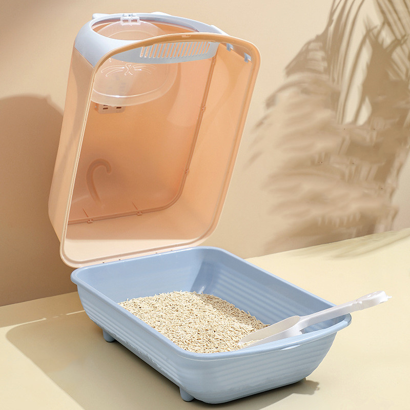 Kutija za mačji pijesak velikog kapaciteta Poluzatvorena plastična kutija za pijesak za mačke Toalet za kućne ljubimce Protiv prskanja Ladica za mačke Posuda za čišćenje Potrepštine za kućne ljubimce