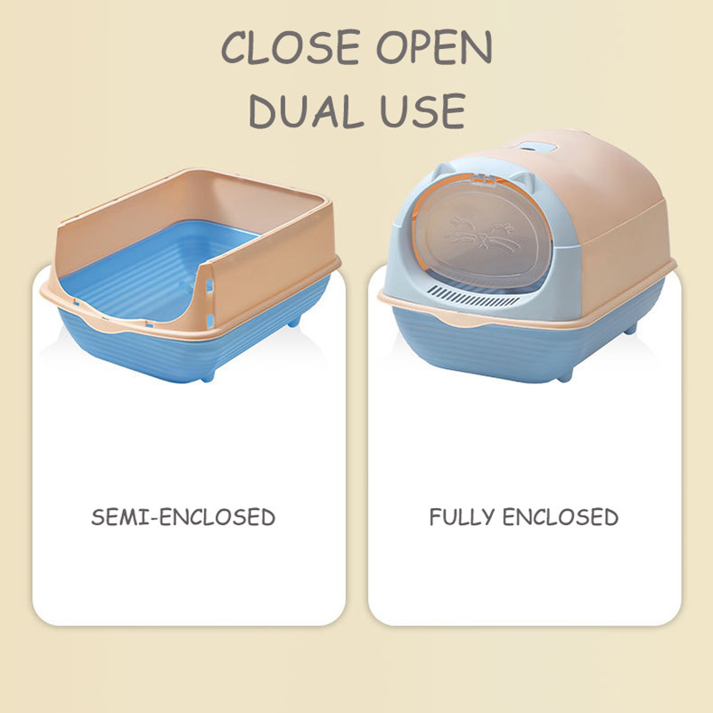 Kutija za mačji pijesak velikog kapaciteta Poluzatvorena plastična kutija za pijesak za mačke Toalet za kućne ljubimce Protiv prskanja Ladica za mačke Posuda za čišćenje Potrepštine za kućne ljubimce