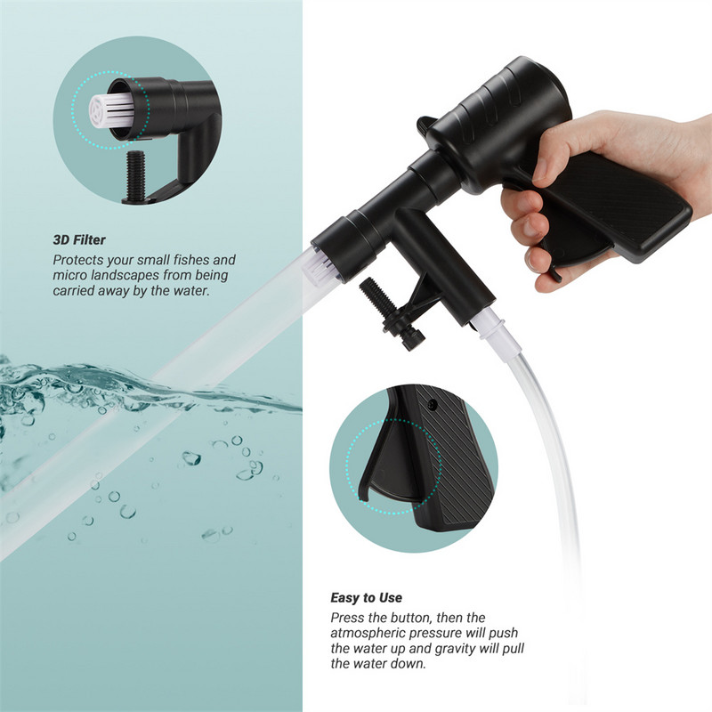 Komplet za čišćenje šljunka za akvarij Fish Tank Usisavač pijeska Brzi izmjenjivač vode s gumbom za pritisak zraka Upravljač crijevom za vodu