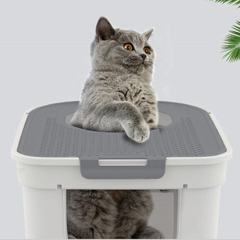 Anti Splash Κουτί απορριμμάτων γάτας Τουαλέτα για κατοικίδια Πλαστικό πλήρως κλειστό κουτί απορριμμάτων γατών Super Large Cats Supplies Katzentoilette