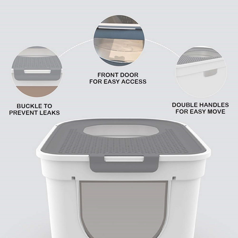 Pret šļakatām kaķu pakaišu kaste mājdzīvnieku tualetes gultne, plastmasas pilnībā slēgta kaķu pakaišu kaste, īpaši liela izmēra kaķu piederumi Katzentoilette