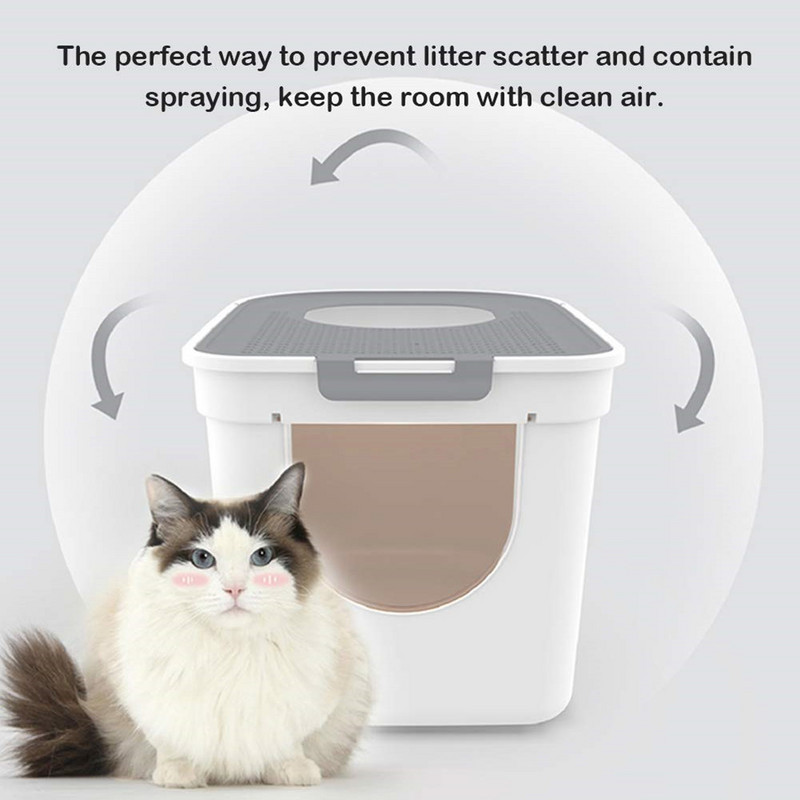 Pret šļakatām kaķu pakaišu kaste mājdzīvnieku tualetes gultne, plastmasas pilnībā slēgta kaķu pakaišu kaste, īpaši liela izmēra kaķu piederumi Katzentoilette