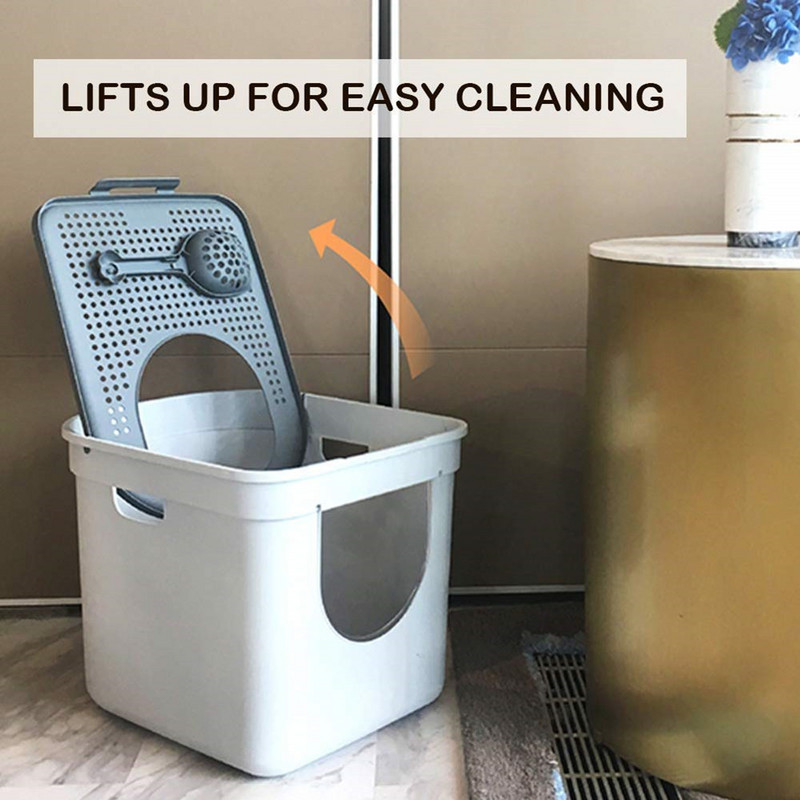 Pret šļakatām kaķu pakaišu kaste mājdzīvnieku tualetes gultne, plastmasas pilnībā slēgta kaķu pakaišu kaste, īpaši liela izmēra kaķu piederumi Katzentoilette