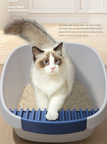 Ημίκλειστο κουτί απορριμάτων γάτας Anti Splash Top Entry Litter Box Cleaning Supplies for Cat Toilet Training Wc Fresh Step Litiere