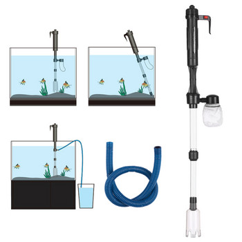Ръчен комплект за почистване на чакъл за аквариум с въздушно пресоване Устройство за смяна на водата в аквариума Пясъчна миячка с 3 фута мек маркуч Почистване на водния филтър също