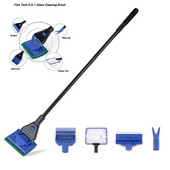 Instrumente de curățare a acvariului Set de curățare a rezervorului de acvariu 5 în 1 Set de curățare a acvariului Plasă de pește Pietriș Greble Răzuitoare de alge Furcă Perie de burete Curățător de sticlă