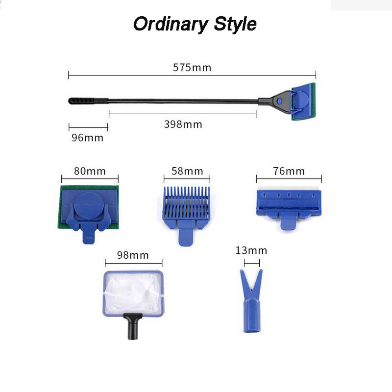 Instrumente de curățare a acvariului Set de curățare a rezervorului de acvariu 5 în 1 Set de curățare a acvariului Plasă de pește Pietriș Greble Răzuitoare de alge Furcă Perie de burete Curățător de sticlă