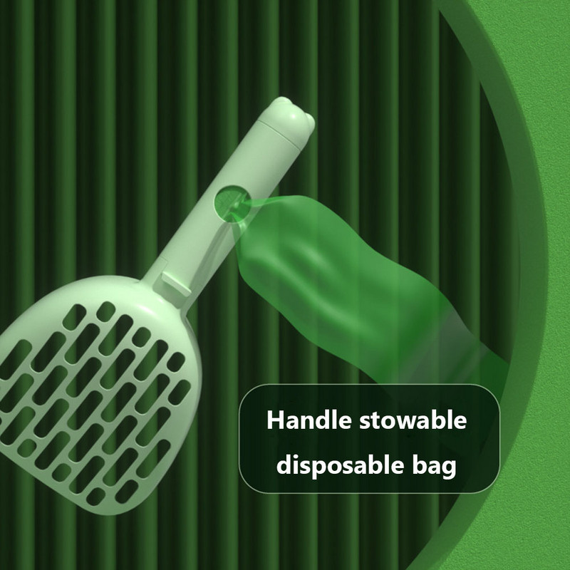 Pārnēsājams kaķu pakaišu lāpstas komplekts Cat Pooper Scooper tīrīšanas piederumi Pet Shovel Kaķu tualetes tīrīšanas lāpsta ar atkritumu maisu