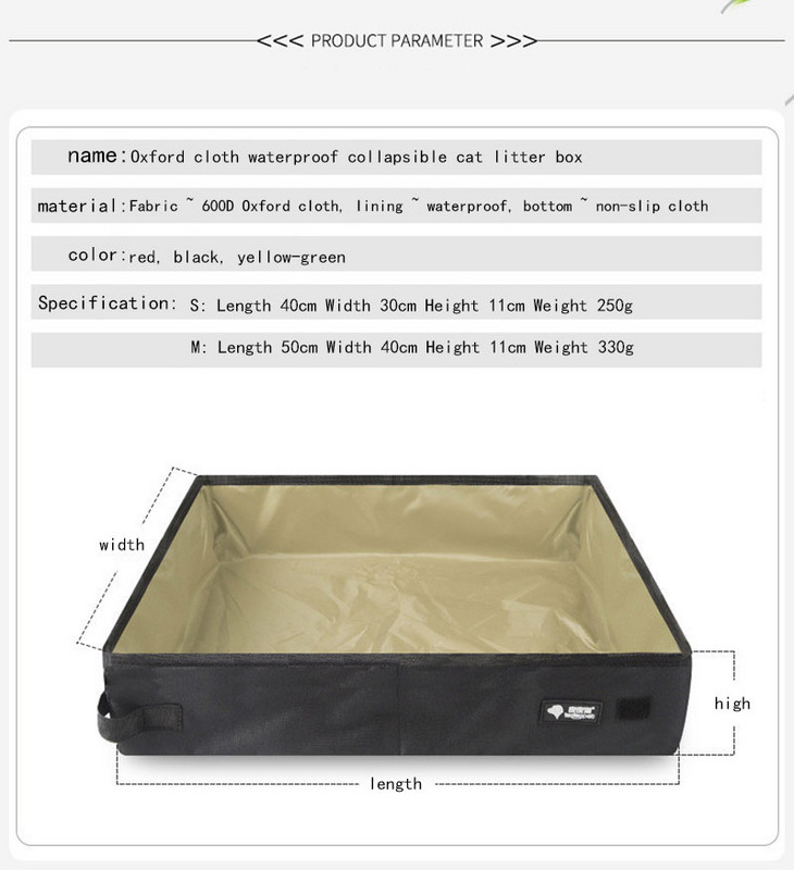 Ūdensizturīga saliekama tīrīšana Oksfordas auduma tualetes mājdzīvnieku piederumi Mīksta pārnēsājama kaķu pakaišu kaste ar vāku Viegli tīrāma kaķu tualete
