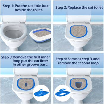 2023 Toilet Pet Upgrade Cat Toilet Trainer Επαναχρησιμοποιήσιμη Τουαλέτα εκπαίδευσης για γάτες Πλαστικό σετ εκπαίδευσης Αξεσουάρ ματ για κουτί απορριμμάτων γάτας