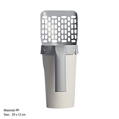 Kaķu pakaišu lāpstiņa integrēts noņemams dziļās lāpstas turētājs ar kaķu sijāšanas piederumiem kaķiem