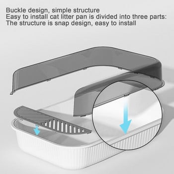 Полузатворена кутия за котешка тоалетна с голям капацитет Пластмасова кутия за пясък за котки Тоалетна за домашни любимци Против пръски Почистваща тава за котки Мивка за вана
