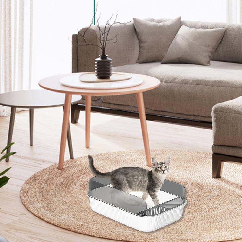 Poluzatvorena kutija za mačji pijesak velikog kapaciteta Plastična kutija za pijesak za mačke WC za kućne ljubimce Protiv prskanja Čišćenje ladice za mačke Umivaonik za kupanje