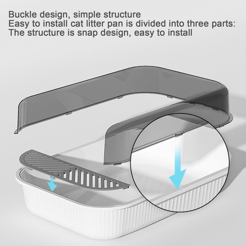 Poluzatvorena kutija za mačji pijesak velikog kapaciteta Plastična kutija za pijesak za mačke WC za kućne ljubimce Protiv prskanja Čišćenje ladice za mačke Umivaonik za kupanje