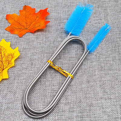 90/155/200CM akvārija tīrīšanas birste šļūtenes gaisa caurulei nerūsējošais tērauds, elastīga divu galu cauruļu suka, zivju tvertnes piederumi