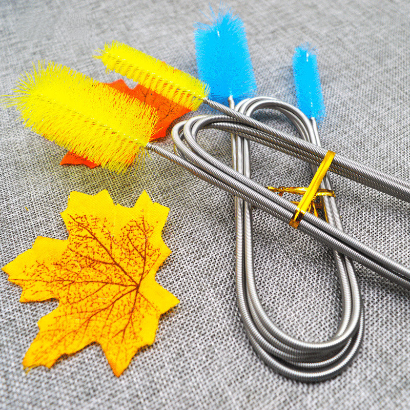 90/155/200CM akvārija tīrīšanas birste šļūtenes gaisa caurulei nerūsējošais tērauds, elastīga divu galu cauruļu suka, zivju tvertnes piederumi