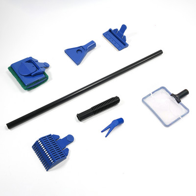 5 vienā akvārija tvertnes tīrītājs tīkls grants grābeklis aļģu skrāpis zāles dakša sūklis birste stikla zivju tvertnes tīrīšanas rīki