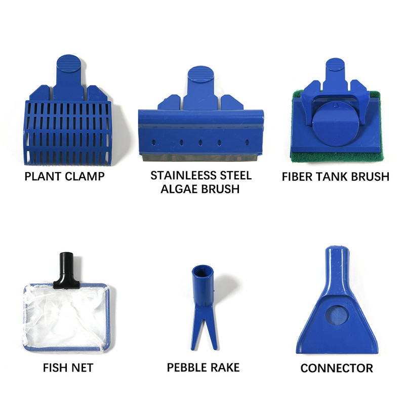 5 vienā akvārija tvertnes tīrītājs tīkls grants grābeklis aļģu skrāpis zāles dakša sūklis birste stikla zivju tvertnes tīrīšanas rīki