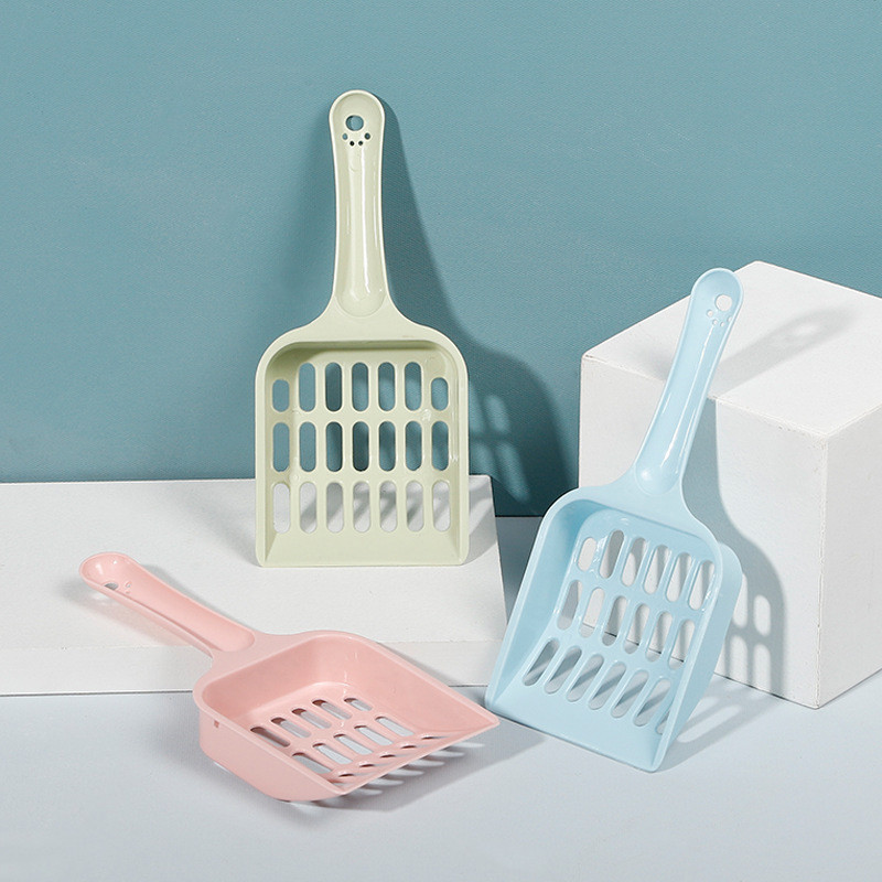 Plastmasas kaķu pakaišu lāpstiņas režģa dizains Nepiedegošs kaķu pakaišu lāpsta lāpstiņa pakaišu dobas karotes kaķu smilšu tīrīšanas piederumi kaķiem