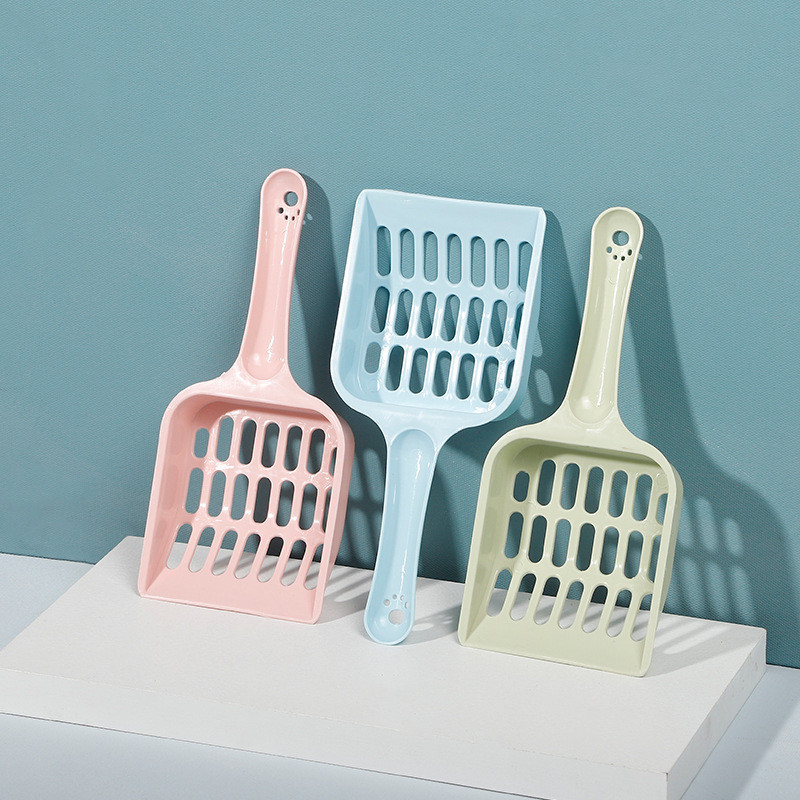 Plastmasas kaķu pakaišu lāpstiņas režģa dizains Nepiedegošs kaķu pakaišu lāpsta lāpstiņa pakaišu dobas karotes kaķu smilšu tīrīšanas piederumi kaķiem