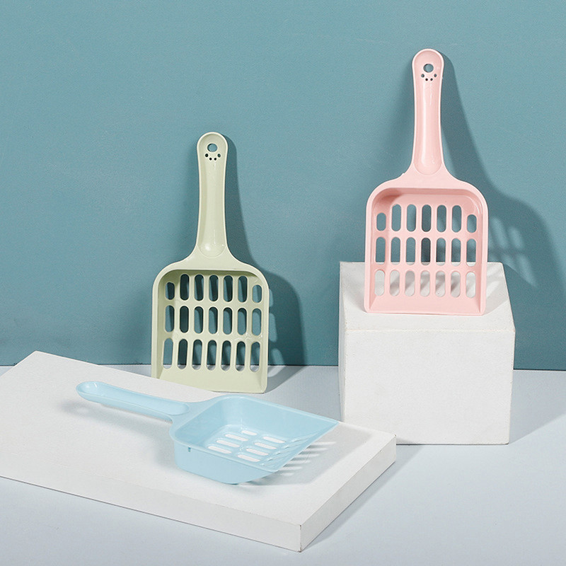 Plastmasas kaķu pakaišu lāpstiņas režģa dizains Nepiedegošs kaķu pakaišu lāpsta lāpstiņa pakaišu dobas karotes kaķu smilšu tīrīšanas piederumi kaķiem