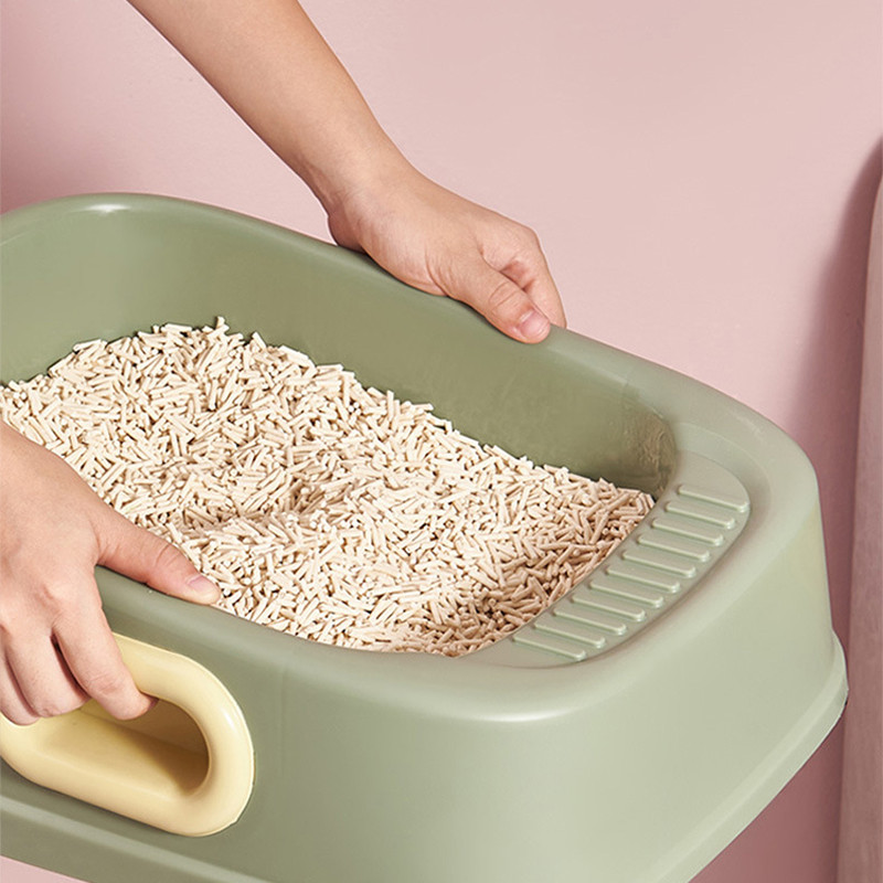 Otvorena kutija za mačji pijesak Velikog kapaciteta Plastična zaštita od prskanja WC za mačke Pješčanik za kućne ljubimce Posuda za mačiće Posuda za čišćenje Pribor za umivaonik