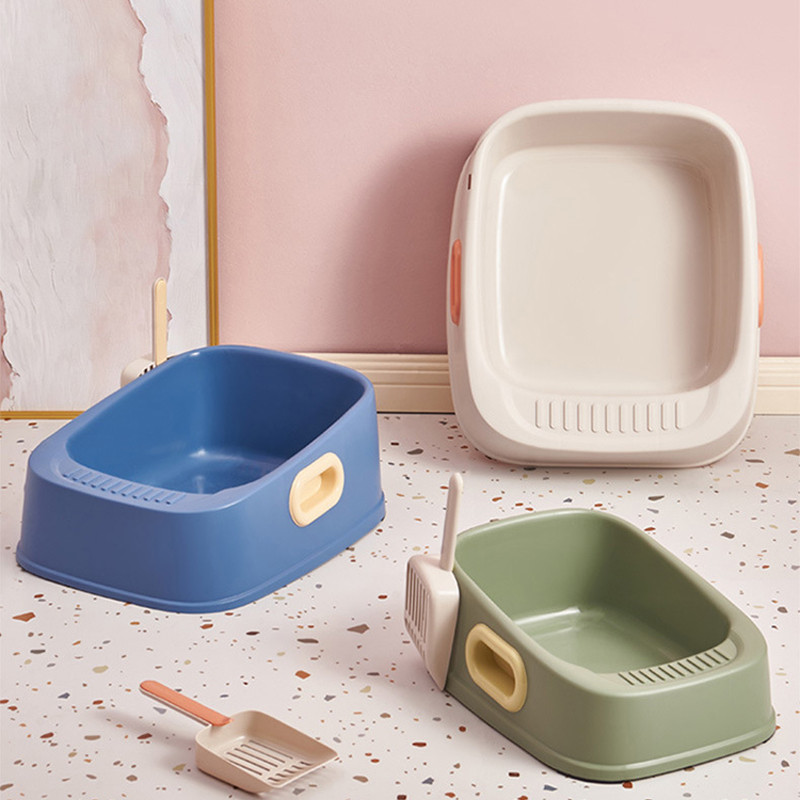 Otvorena kutija za mačji pijesak Velikog kapaciteta Plastična zaštita od prskanja WC za mačke Pješčanik za kućne ljubimce Posuda za mačiće Posuda za čišćenje Pribor za umivaonik