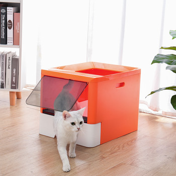 Πτυσσόμενο κουτί απορριμμάτων γάτας Πλήρως κλειστό αποσμητικό Τουαλέτα για κατοικίδια με φτυάρι Δίσκος απορριμμάτων γατών υψηλής χωρητικότητας εντός 10 κιλών