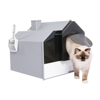 Πτυσσόμενο κουτί απορριμμάτων γάτας Πλήρως κλειστό αποσμητικό Τουαλέτα για κατοικίδια με φτυάρι Δίσκος απορριμμάτων γατών υψηλής χωρητικότητας εντός 10 κιλών