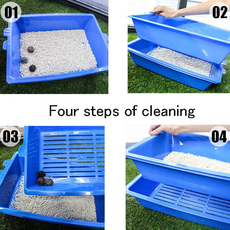 Kaķu tualetes gultas trauks Plastmasas kaķu pakaišu kaste ar 3. paplāti Kaste kaķu truša urinēšanas tualete kaķiem Kaķu pakaišu kaste urinēšanas paliktņa paplāte mājdzīvnieku dresētājs