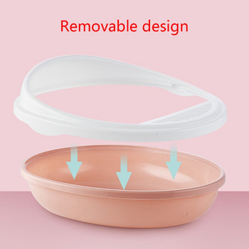 Отворена пластмасова котешка тоалетна с лъжичка, полузатворена тоалетна с форма на топка от яйце, тоалетна за котенца 41x35x9cm Продукти за домашни любимци