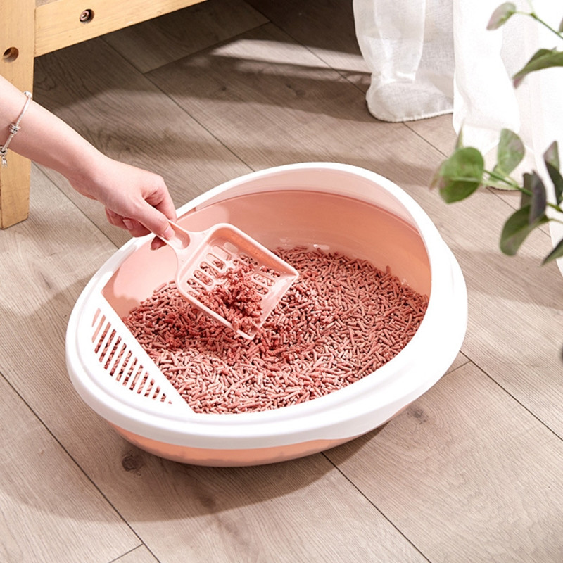 Plastična kutija za mačji pijesak s otvorenim vrhom i lopaticom Poluzatvorena školjka u obliku jajeta Toalet za mače 41x35x9cm Proizvodi za kućne ljubimce