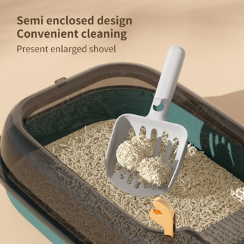 Отворена котешка тоалетна Полузатворена котешка тоалетна против пръски с лъжица Почистете домашен любимец Вътрешен пластмасов пясъчник Нощен съд за котки Консумативи