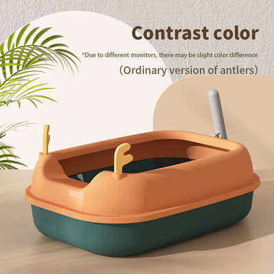 Otvorena kutija za mačji pijesak Poluzatvoreni WC za mačiće Zaštita od prskanja sa žlicom Očistite kućnog ljubimca Unutarnji plastični pješčanik Noćna posuda za potrepštine za mačke