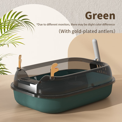 Otvorena kutija za mačji pijesak Poluzatvoreni WC za mačiće Zaštita od prskanja sa žlicom Očistite kućnog ljubimca Unutarnji plastični pješčanik Noćna posuda za potrepštine za mačke