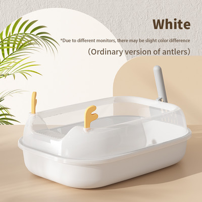 Otvorena kutija za mačji pijesak Poluzatvoreni WC za mačiće Zaštita od prskanja sa žlicom Očistite kućnog ljubimca Unutarnji plastični pješčanik Noćna posuda za potrepštine za mačke