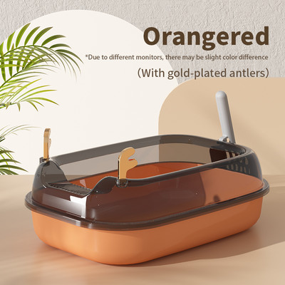 Otvorena kutija za mačji pijesak Poluzatvoreni WC za mačiće Zaštita od prskanja sa žlicom Očistite kućnog ljubimca Unutarnji plastični pješčanik Noćna posuda za potrepštine za mačke