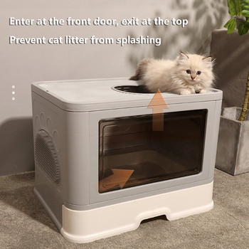 Πλήρως κλειστό κρεβατοκάμαρα για κατοικίδια, Τουαλέτα για γάτες κατά του πιτσιλίσματος Δίσκος απορριμμάτων γάτας με κουτάλι Clean Kitten House Πλαστικό κουτί Προμήθειες για γάτες